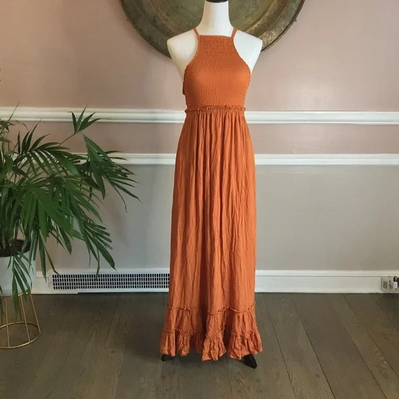 princess polly baby blue dress Rue21 Dresses | Rue 21 Shirred Backless Dress | Color: Orange | Size: S